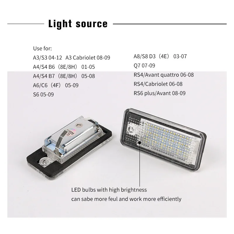 6000K الأبيض خطأ مجاني LED رقم الترخيص لوحة ضوء مصابيح لأودي A4 B6 B7 Q7 4L A3 8P A6 C6 A5 8F A8 D3 D4 S3 S4 RS4 6 لمبة