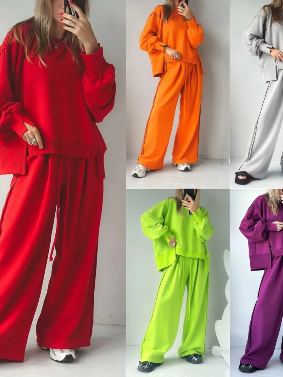 

Лонгслив повседневный наряд, однотонный комплект с капюшоном и брюками Long Sve, удобная дышащая уличная одежда для женщин