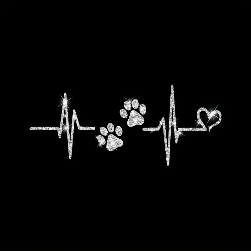 Shiny ECG Dog Stickers, Suitable for Laptops, Car Windows, Bodywork, Bumpers, Motorcycles, Refrigerators, Suitcases
