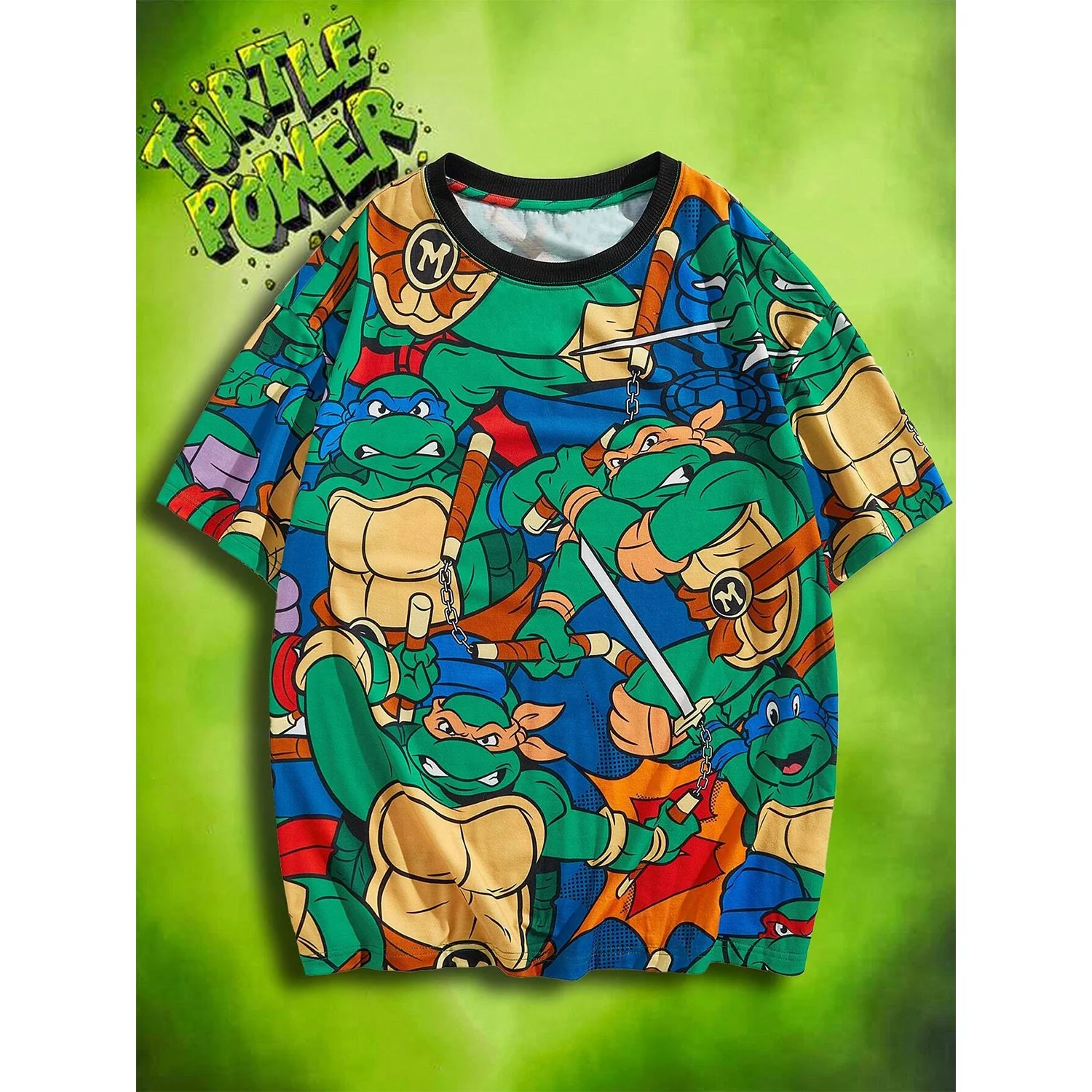 

TEENAGE MUTANT NINJA TURTLES Casual Cartoon Printed Oversized T-Shirt 2024 unisex Summer Sleeveless Tops Tees Casual T-Shirt