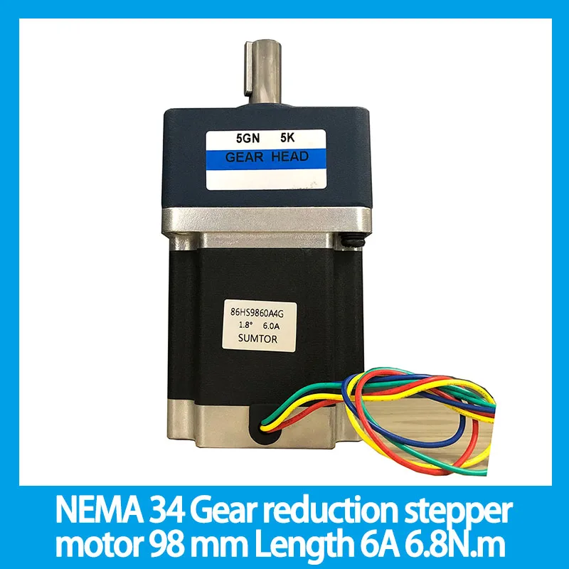 

3:1 5:1 10:1 12.5:1 15:1 NEMA 34 Gear reduction stepper motor 98 mm Length 6A 6.8N.m