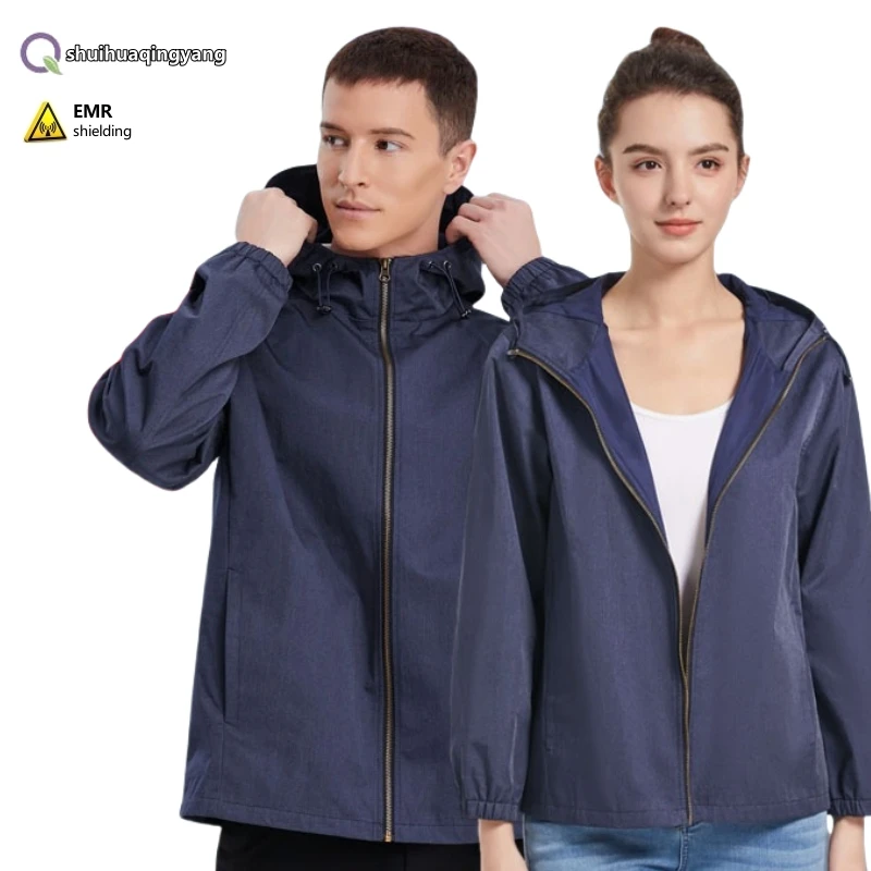 Electromagnetic radiation protective metal fiber hooded coat Computer rooms, monitoring room EMF shielding hooded clothing