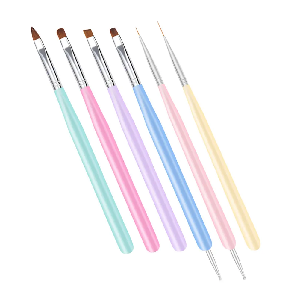 

6 Pcs Nail Art Brushes Durable Wooden Manicure Pen DIY Nails Brush Tools Reusable Dotting Pencil Supplies