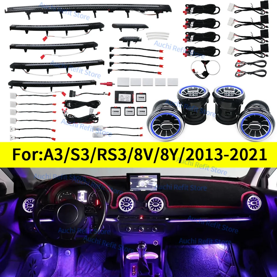 アウディA3S3RS3 8V 8Y 2013-2018MQBLEDエアベントノズルインテリア