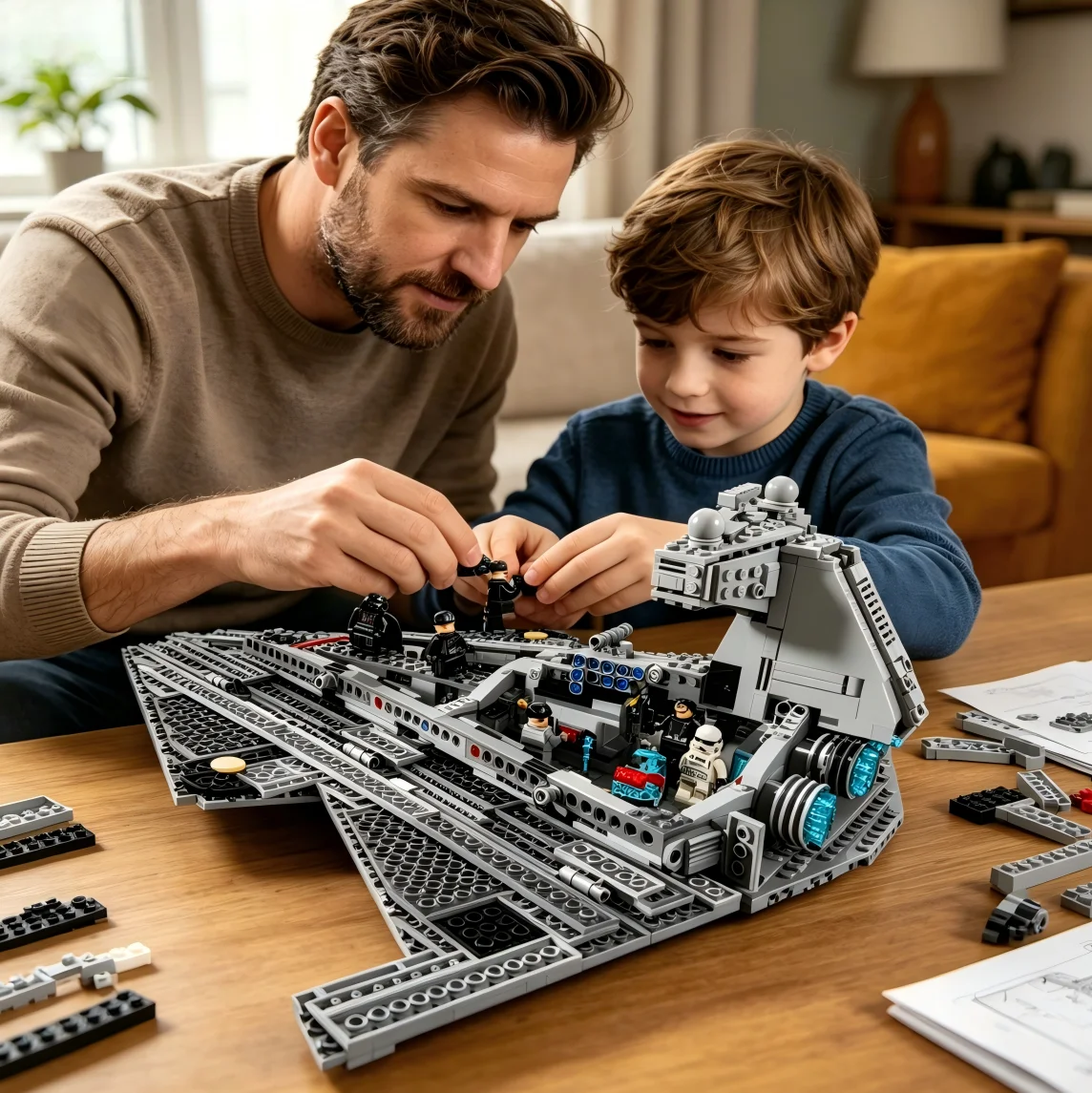 

Disney 75394 1555PCS Space Battle Cruiser Starship Building Bricks Set Simulation Model Christmas Gifts Office Showcase Decor