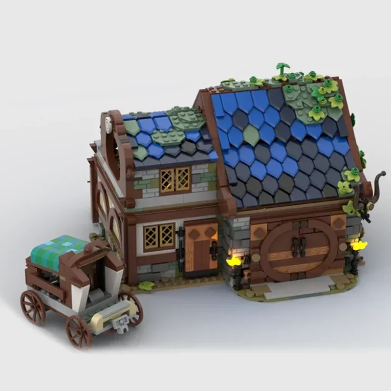 중세 스트리트 뷰 모델 Moc 빌딩 벽돌 안정적인 집 기술 모듈 형 블록 선물 크리스마스 장난감 DIY 세트 조립