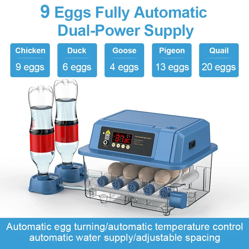 9/12 Chicken Egg incubator with Automatic Turner for Hatching Turkey Goose Quail Ducks Chicken Eggs,Automatic Water Adding