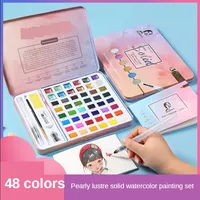 36-color pearlescent solid watercolor paint Iron box set concentrated nail art dizzy dyeing 48-color sub-package student art