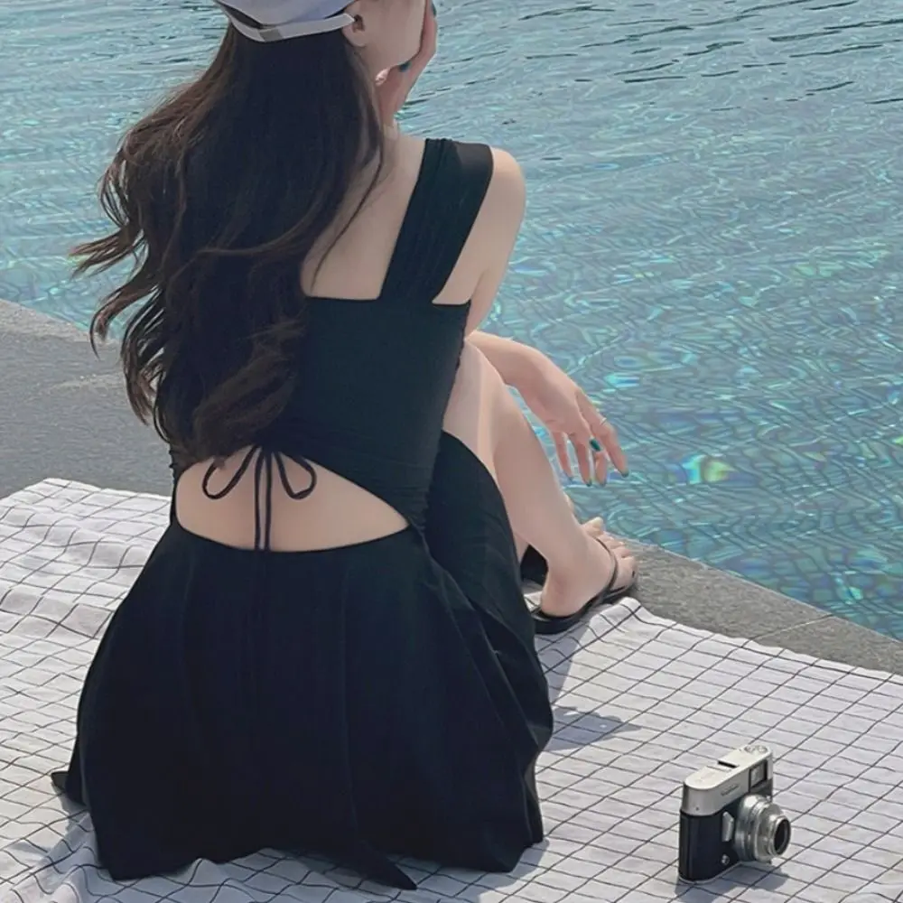 

Padded Conservative Swimsuit Steel Support Thermal Slimming Swimsuit Gathered Svelte Design Monokini Bandeau Dress Hot Spring