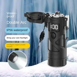 USB Windproof Electronic Pulse Lighter Outdoor Camping Survival Lighter Cigarette Lighters with Lighting Gadgets For Men Gift