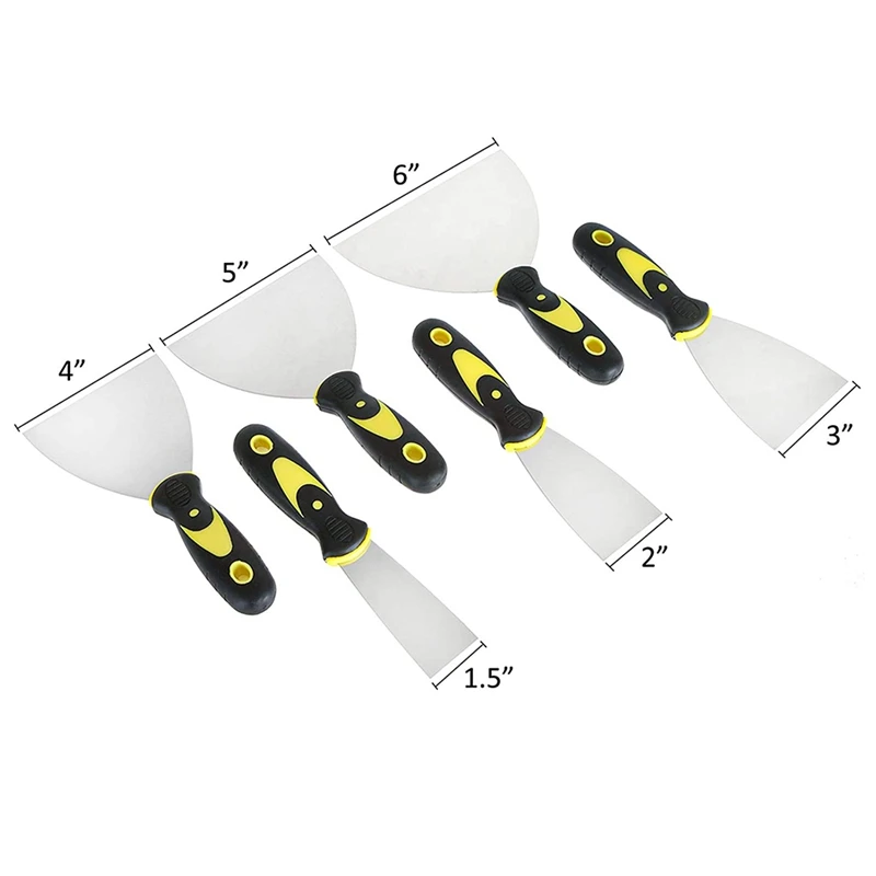 Juego de cuchillos de masilla de acero inoxidable AT35, juego de herramientas de raspado de masilla, raspadores de paneles de yeso para el hogar,