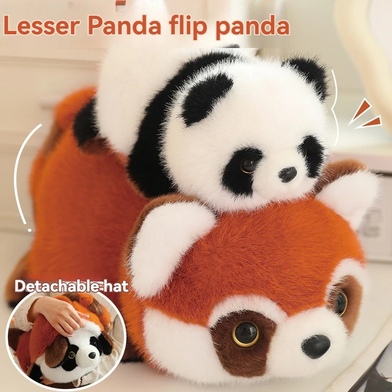 New Flip Panda Plush Toy Kawaii Turn Panda Into Ailurus Fulgens Doll Children Stuffed Reversible Animal Pillow Doll Toy for Kids