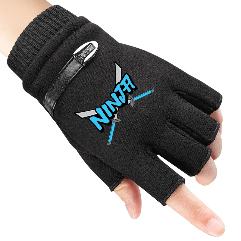 

Cartoon NinjaKidz Boy Girl Gloves Winter Men Woman Children Fingerless Gloves Warm Knitted Gloves Outdoor Men Bicycle Gloves