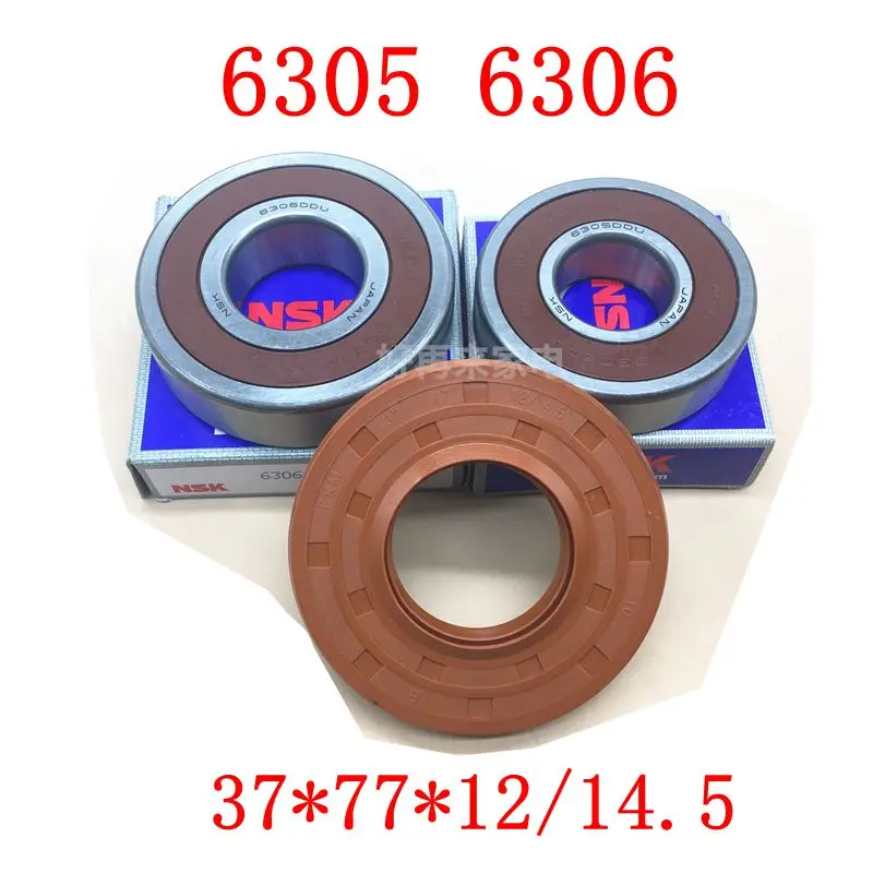 

For Electrolux drum washing machine Water seal（37*77*12/14.5）+bearings 2 PCs（6305 6306）Oil seal Sealing ring parts