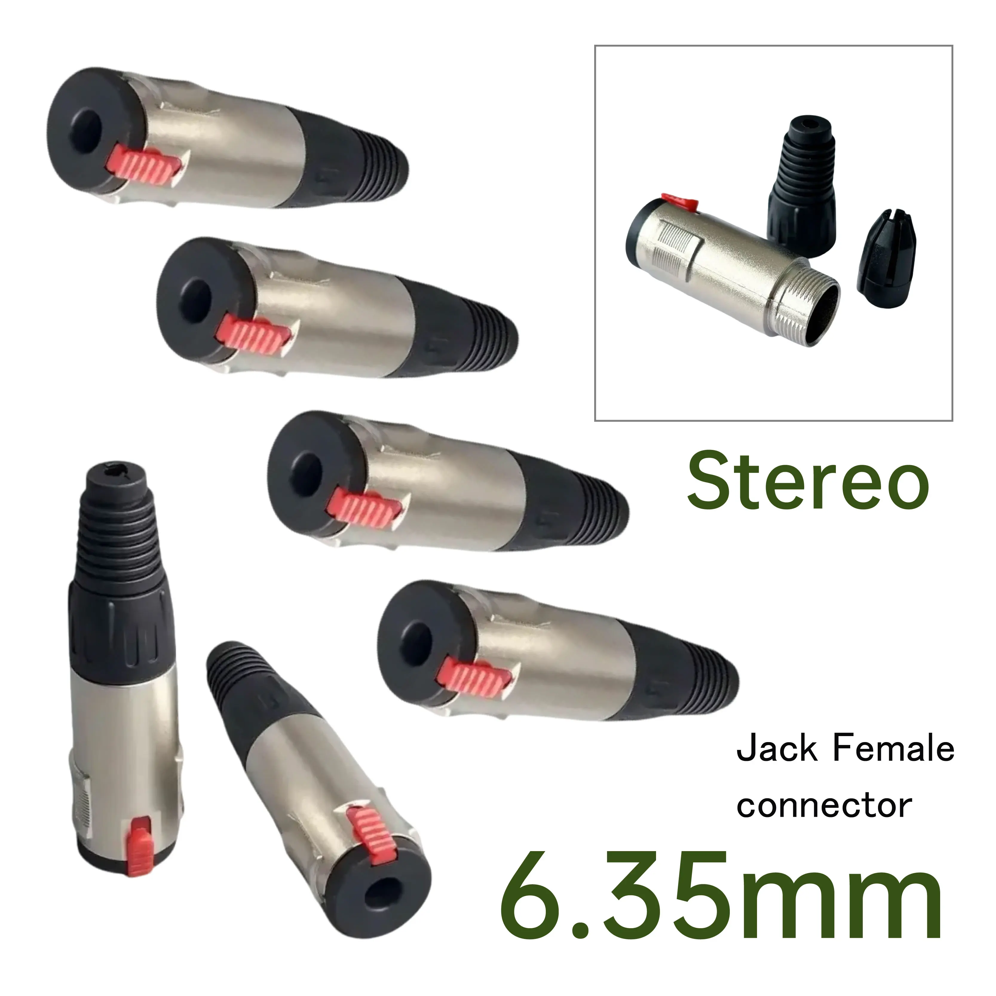 

Cable Locking Connector Audio Jack 6.35mm 1/4 Inch TRS Female Plug for Microphone