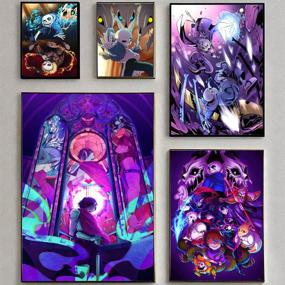 Game U-UNDERTALE Posters High Quality Self-adhesive Wall Art Decorations Color Prints Sticky