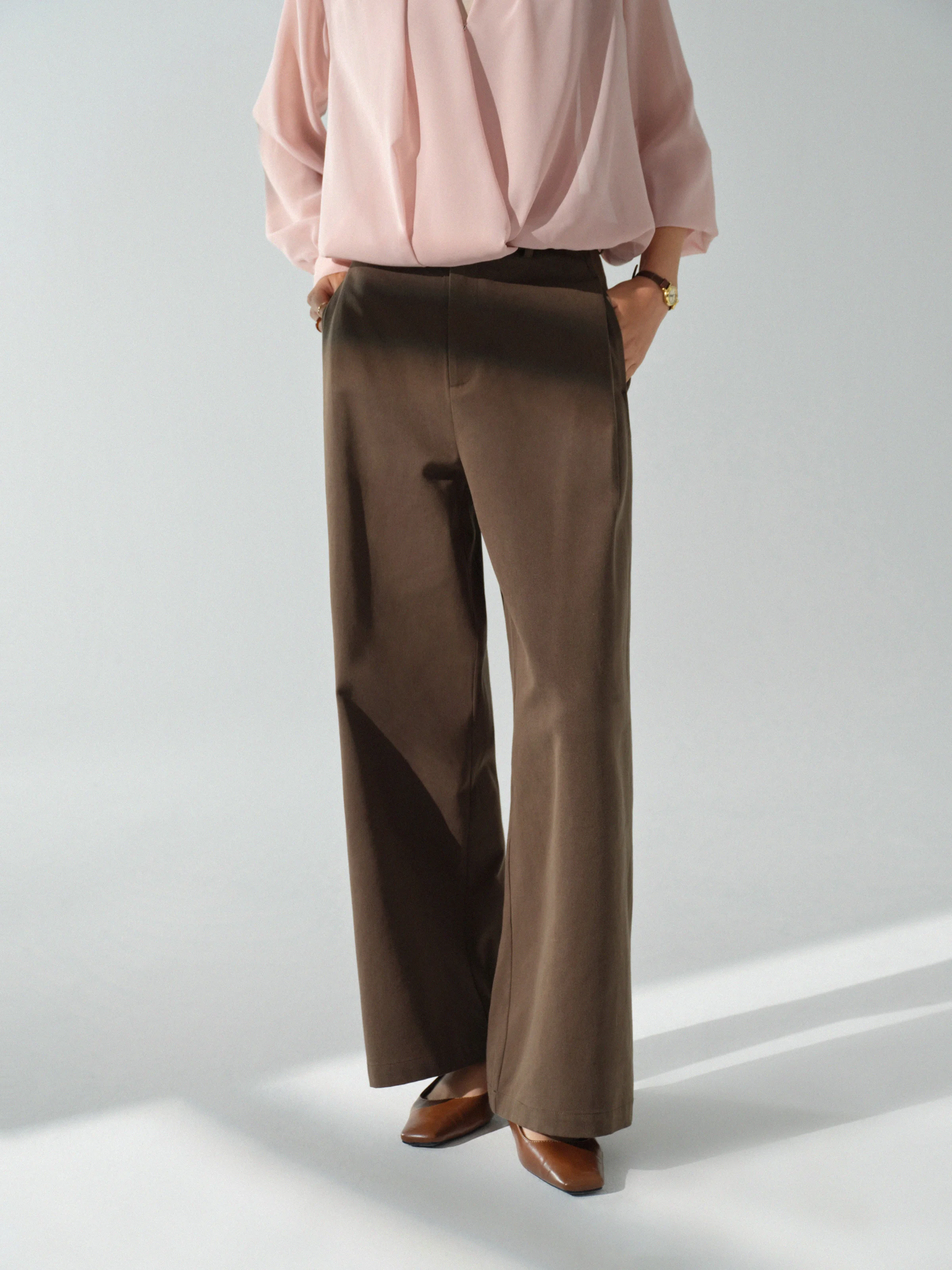 High Waist Casual Pants Fashional Slim Straight Trousers Versatile Comfortable Long Pants for Petite Ladies Office or Daily Wear
