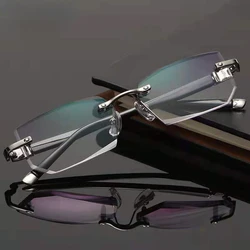 Rimless Reading Glasses Men Anti Blue Rays Presbyopia Eyeglasses Women Vintage Hyperopia Eyewear +1.0 1.5 2.0 2.5 3.0 3.5 4.0