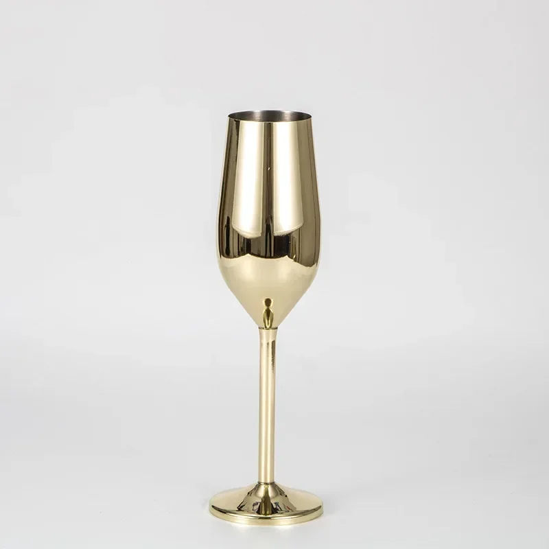 200ml stainless steel champagne glass goblet fall-resistant European bubble glass wedding red wine glass sweet home glass