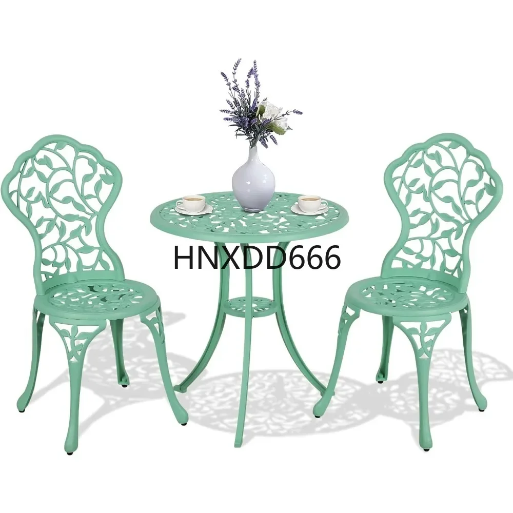 3 Piece Outdoor Set, Rust-Resistant Cast Patio Bistro Set Antique Finish, Weather Resistant Patio Table and Chairs,