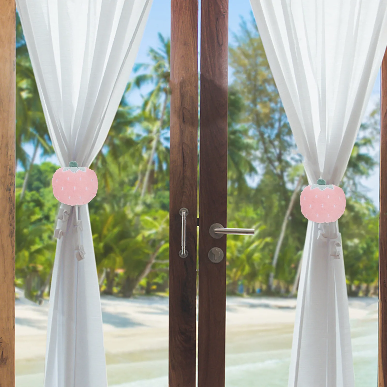 2Pcs Fruit Curtain Tiebacks Elegant Simulation Fruit Design for Living Room Bedroom Wedding Garden Balcony Home Office