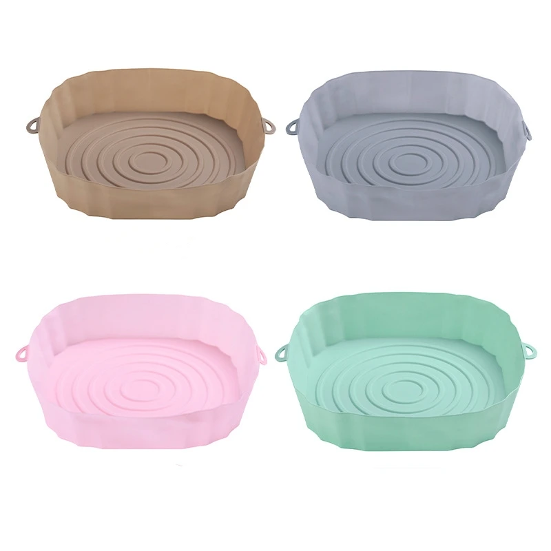 Silicone Air Fryer Pads Oven Pans Fried Pizza Chicken Baskets Pads Square Round Replacement Pan Accessories Kitchen tools