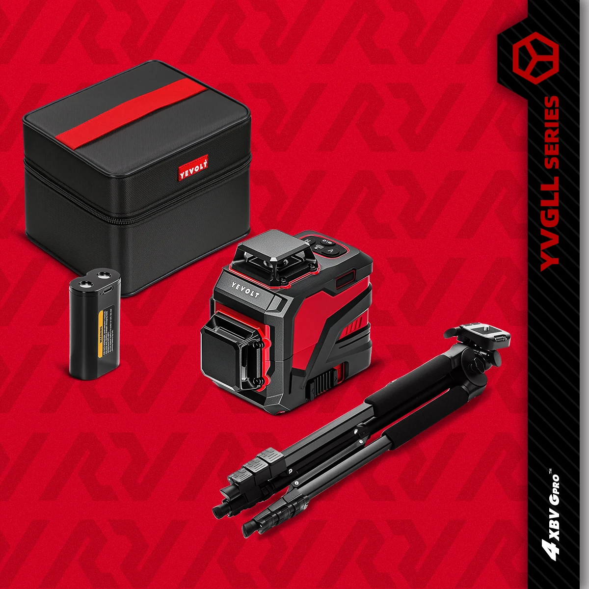 

YEVOLT YVGLL4XS12 Laser Level Generator 12-Line Switchable Dual-Power High-Accuracy SlopeAdapt Self-Leveling 30m Coverage