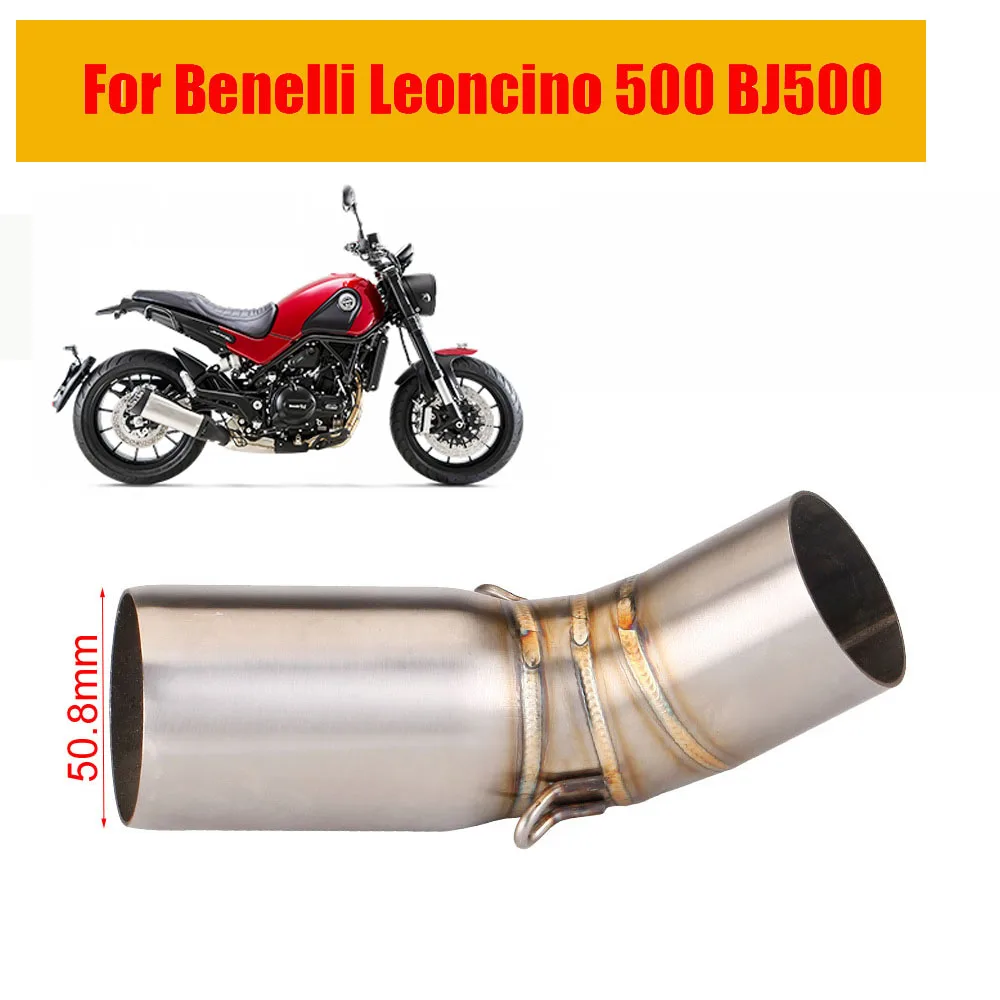 Motorrad Auspuff Escape Moto Edelstahl Mittleren Link Rohr Verbinden 51 MM schalldämpfer Slip Auf Für Benelli Leoncino 500 BJ500