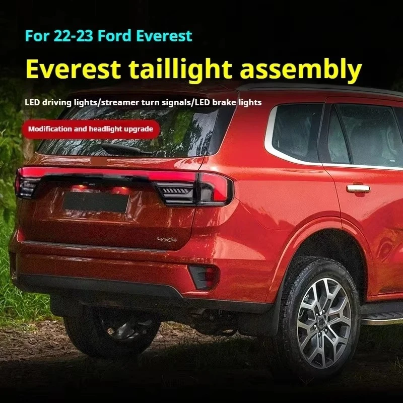 FT Car Lights forFord Everest Taillights 2022-2023 LED Tail Lamp Dynamic Turn Signal Light Car Through Taillights Assembly