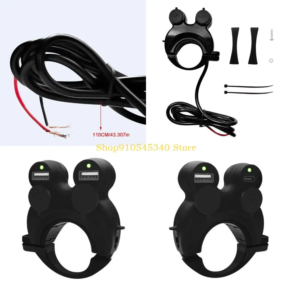 

U2JA Quick Charge USB Car Phone Charge Convenient USB Charging Adapter Waterproof for Motorcycles Keep Your Devices Ready