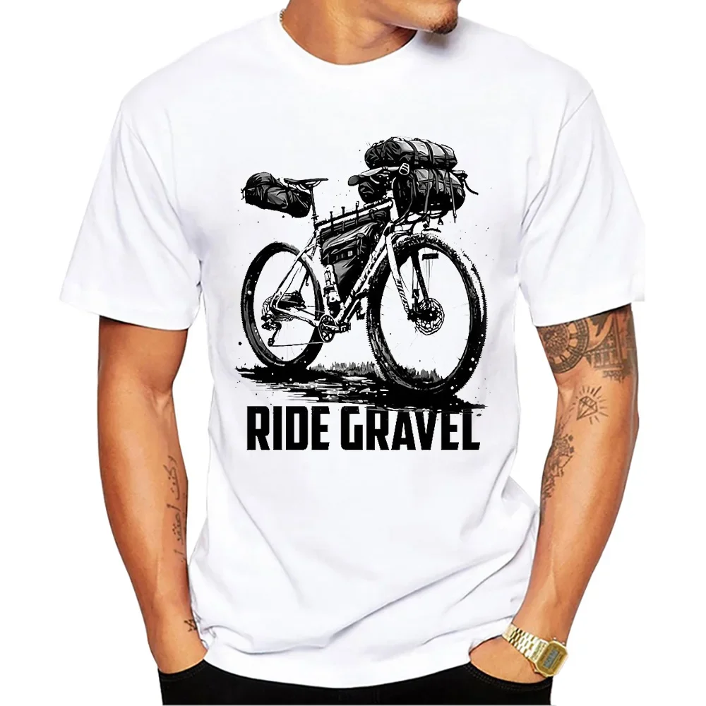 Mountain Bike Men T Shirts Old Bicycle Male Casual Tee TEEHUB Vintage Bike Packing Men's Tops Ride Gravel Print T-Shirt harajuku