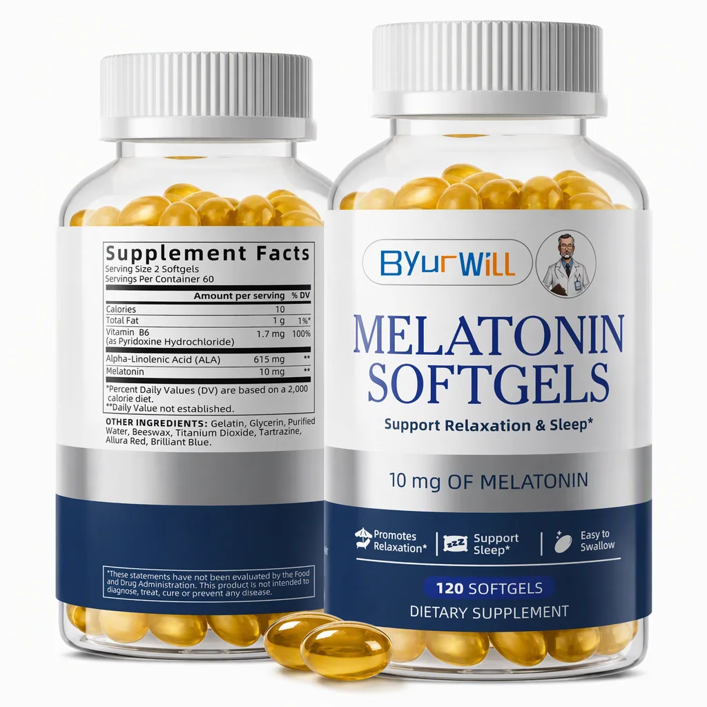 Melatonin Softgels 10mg Support Relaxation & Healthy Sleep Easy to Swallow Sleep Aid Supplement 60/120 Softgels