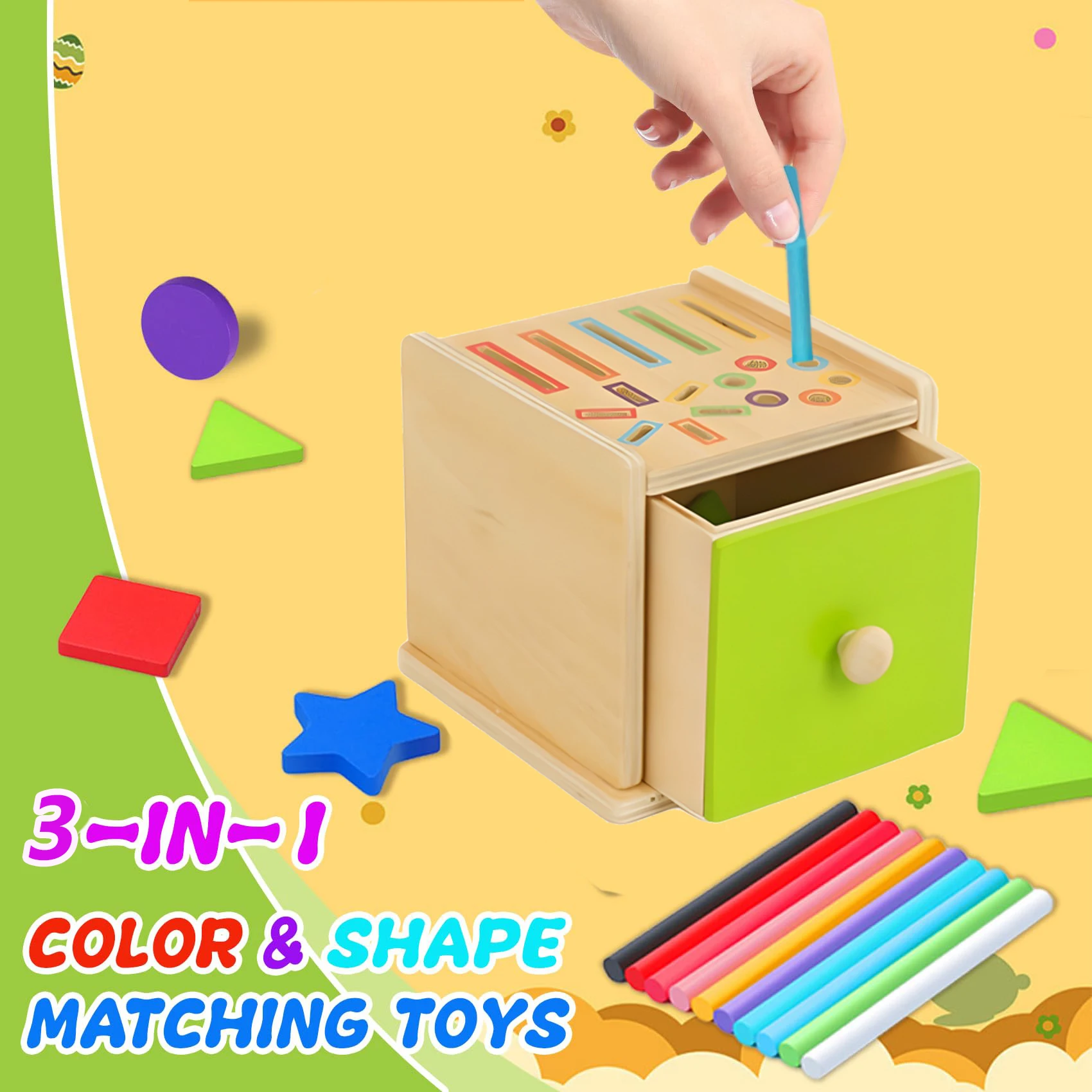 Juguetes Montessori para niños pequeños, clasificación de colores, cajón de madera, juguete de habilidad motora fina, juguetes sensoriales, tablero ocupado, juego de combinación de colores