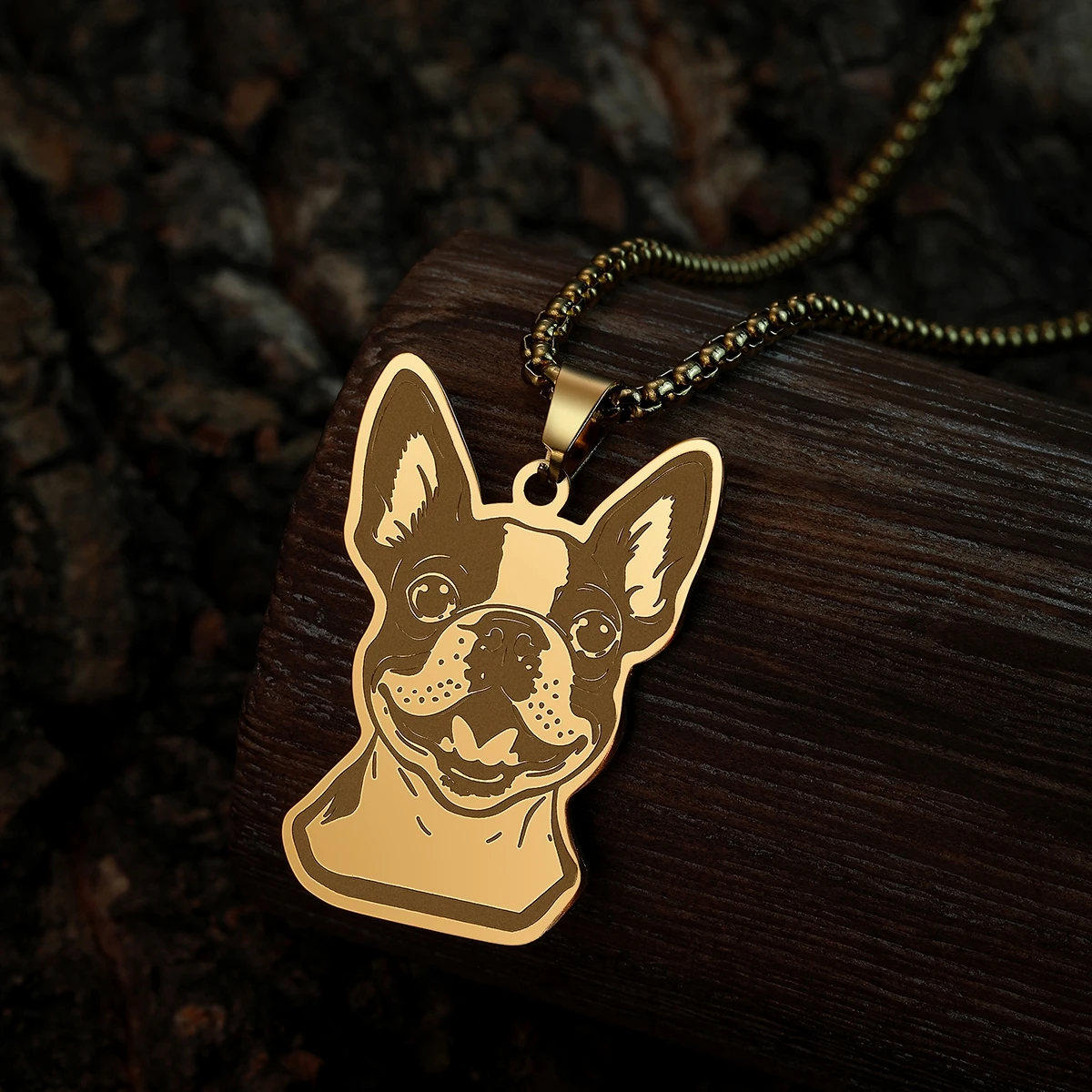 Kinitial Handmade Boston Terrier Pendant Necklace For Women Men Stainless Steel Choker Lovely Dog Animal Necklace
