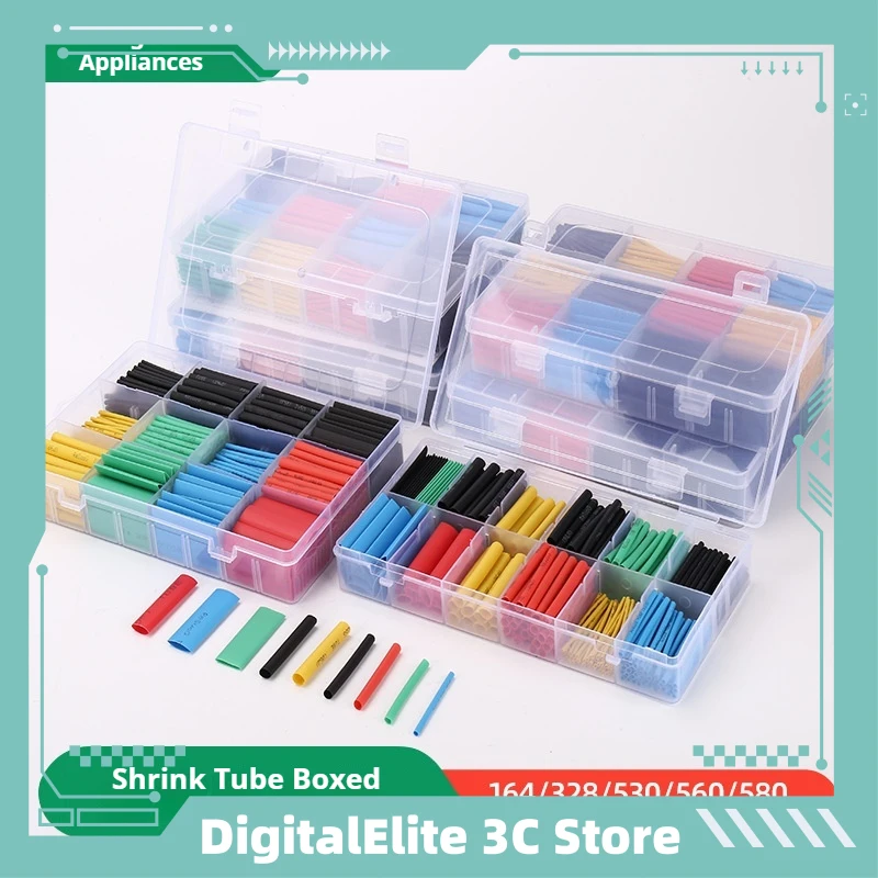 

Black Insulated Cable Sleeves Set Boxed Colorful Heat Shrink Tubing Electric Wire Protection Cover Home Improvement Accessories