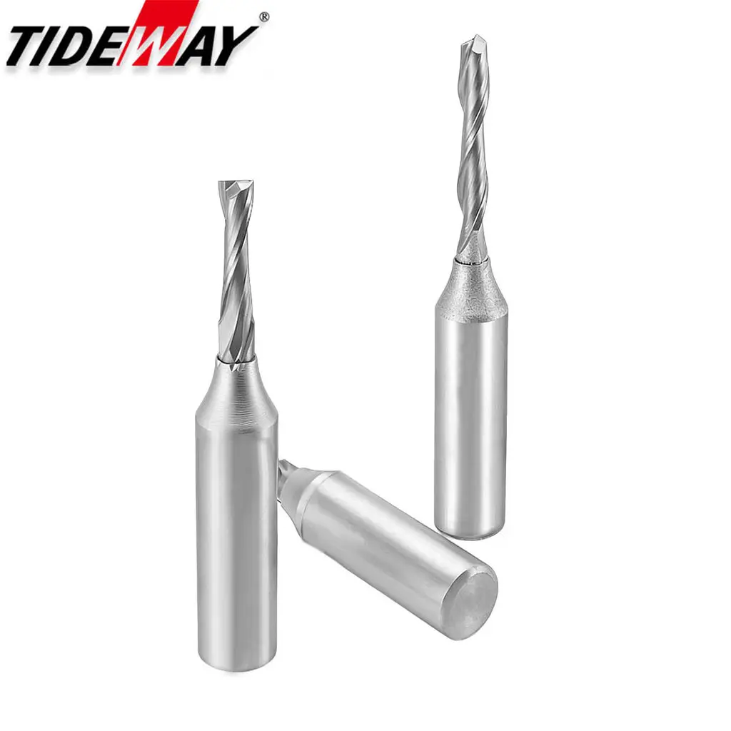 

Tideway Solid Carbide Up Cut Router Bits 2 Flutes TCT Spiral End Mill 1/2 Inch Shank CNC Cutting Engraving Woodworking Tools
