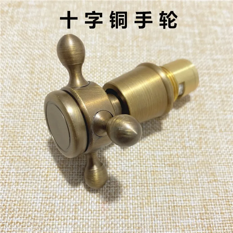 Retro handwheel double handle basin faucet ceramic accessories hot and cold shower shower core
