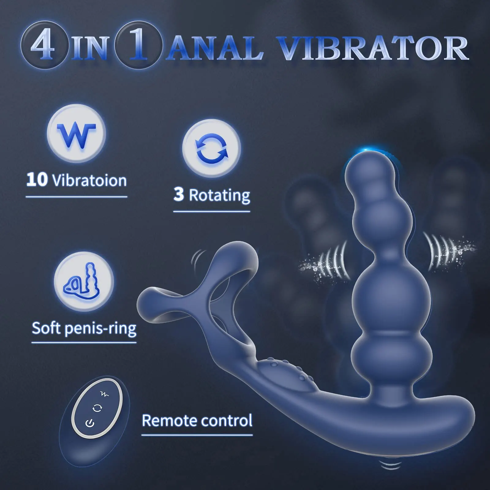 Male Prostate Massager Vibrator 360 Rotate Anal Plugs Masturbator Dual Motor Cock Ring Penis Stimulator Remote Control Sex Toys