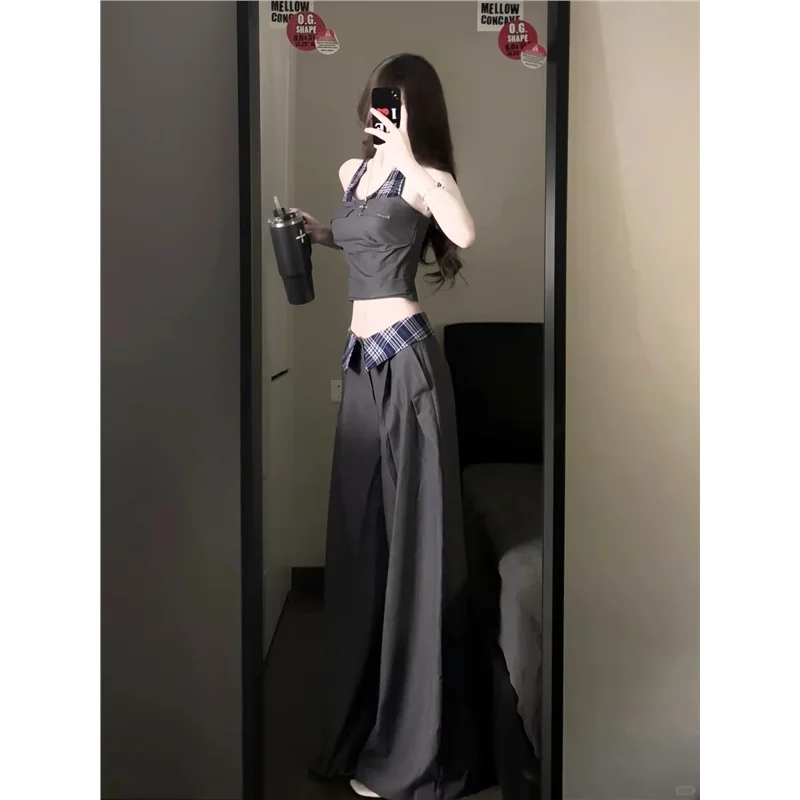 

Модный летний комплект для женщин: топ без рукавов с вырезом и широкие брюки с высокой талией в стиле Pure Desire