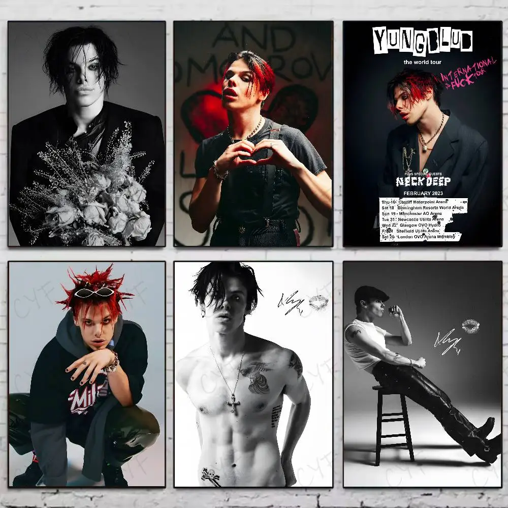 Английский актер, певец Y-Yungblud, музыкальный постер, высокое качество, общежитие, гостиная, эстетическое украшение на стену, наклейки для рисования, подарок
