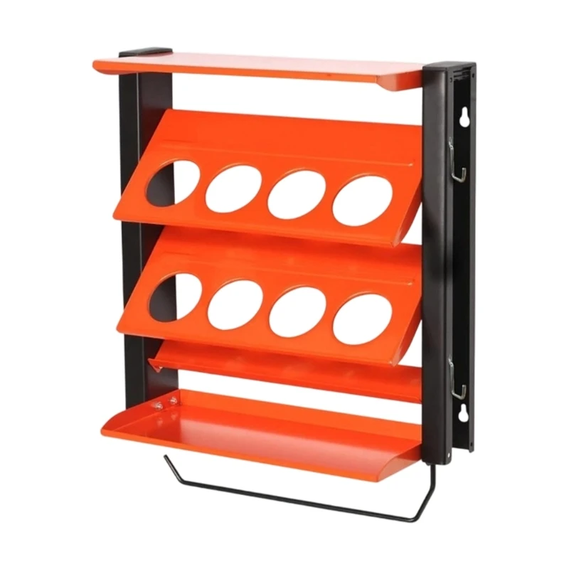 D5BE Workshop Sprays Can Storage Rack, Fixed Wall Mount Metal System with Tiered Sloped Shelves for Small Supply Storage Areas