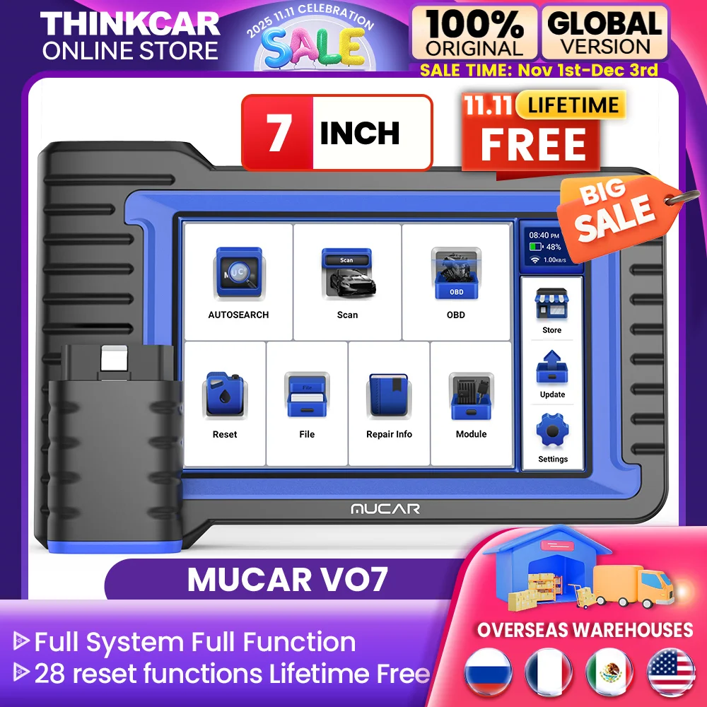 MUCAR VO7/VO7S OBD2 진단 도구, 자동차 스캐너 도구, 전체 시스템 28 개 서비스, ECU 코딩, 모든 자동차 브랜드 양방향