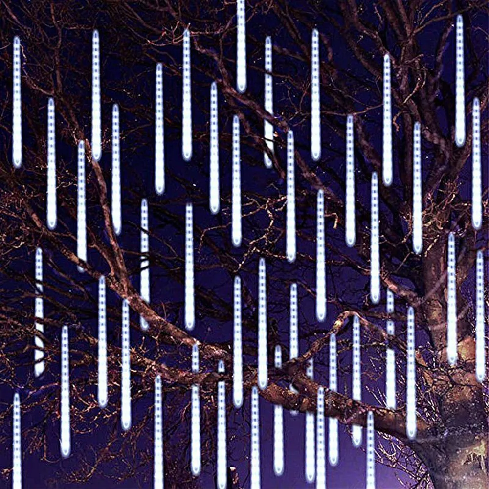 Imagem -03 - Luzes Solares Exteriores do Chuveiro do Meteoro do Natal Luzes de Chuva Caindo Neve Caindo Icicle Lights Decoração do Partido da Árvore do Xmas 2024