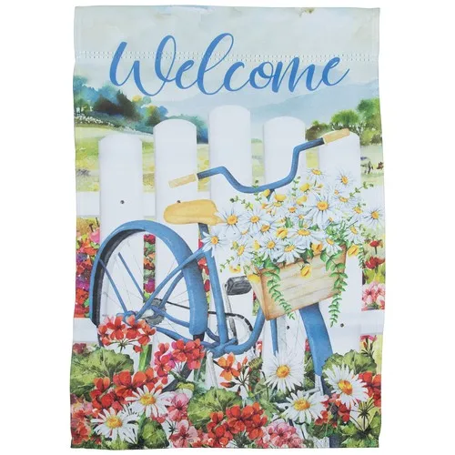 Northlight Welcome White Picket Fence Floral Outdoor Garden Flag 12.5