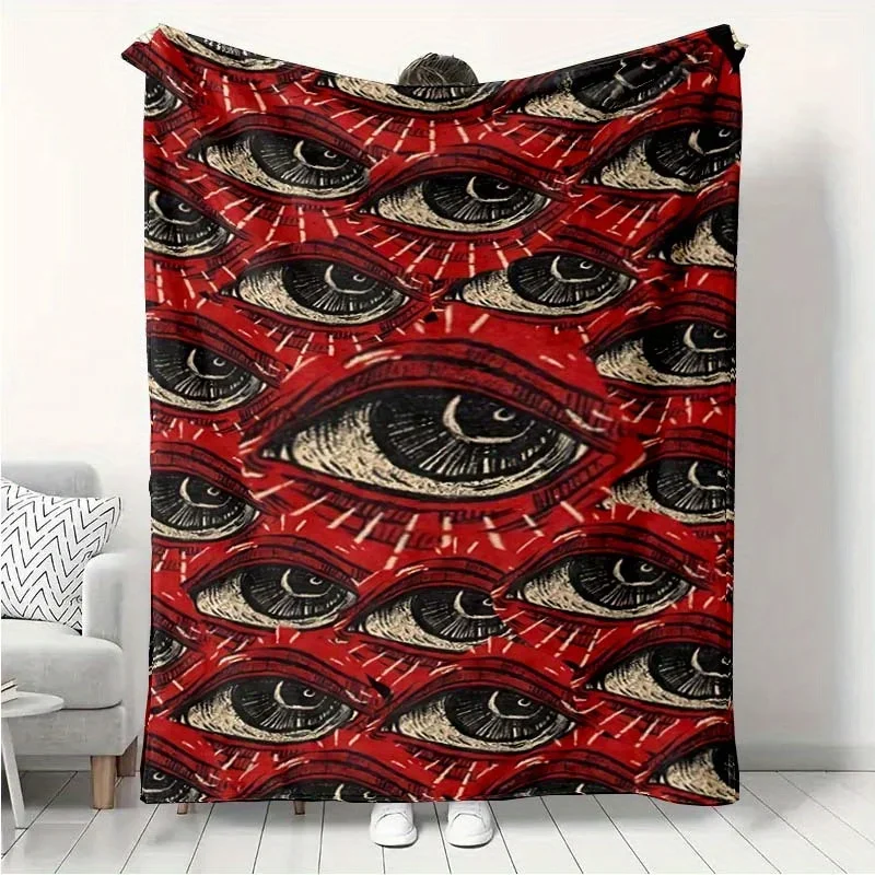 

Mysterious Eye Throw Bold Red Art Blanket UltraSoft Cozy Bedding Unique Home Decor Gift
