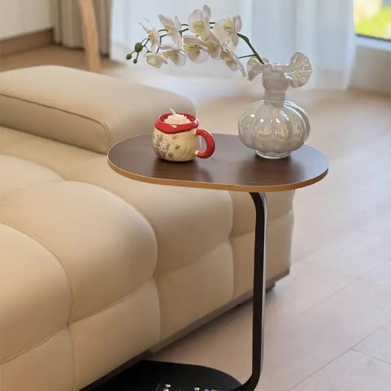 100 % hochwertiger C-förmiger Beistelltisch aus Holz, Couchtisch für Wohnzimmer und Wohnmöbel