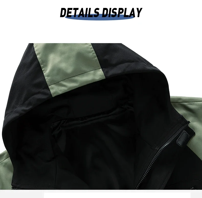 9XL Large Size Jacket Men\'s Spring Autumn Multi-pocket Cargo Jackets Loose Workwear Jacket Hooded Youth Coats Tops Mens Clothes