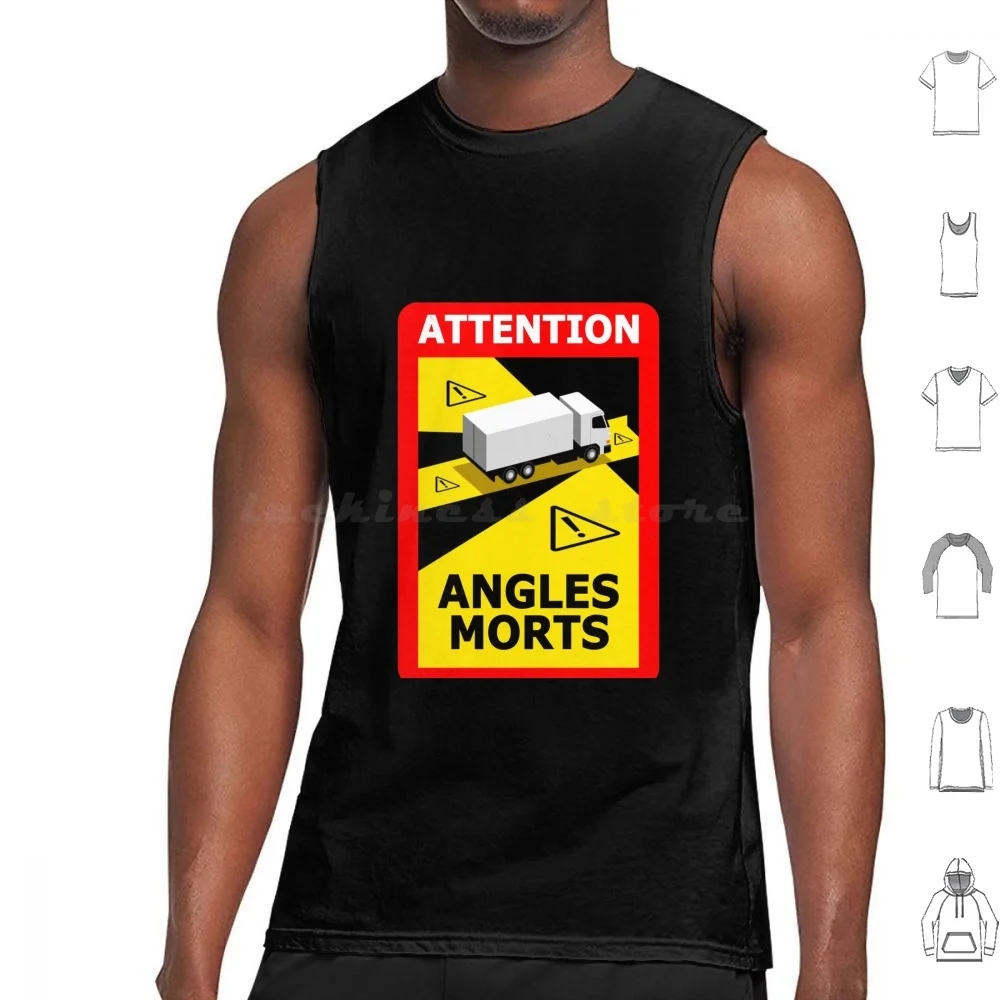 Attention : Angles Morts Tank Tops Print Cotton Funny Humor Cute Meme Vintage Retro Lorry 70S Comedy Memes Nerd Truck