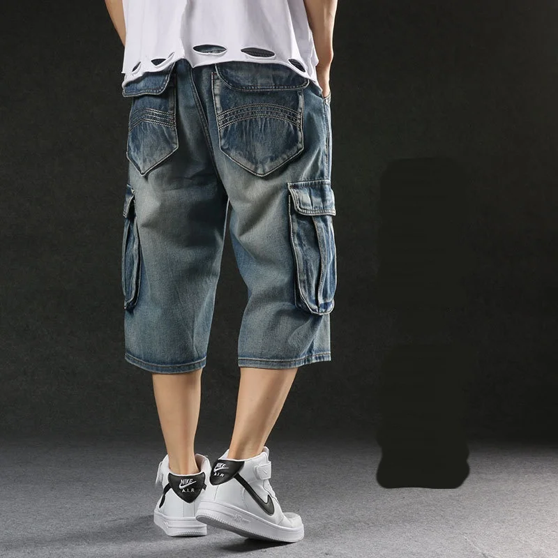 2025 hommes nouveaux hommes grande taille ample Baggy Denim Shorts mode Streetwear Hip Hop Skateboard Cargo jean court pour hommes hommes