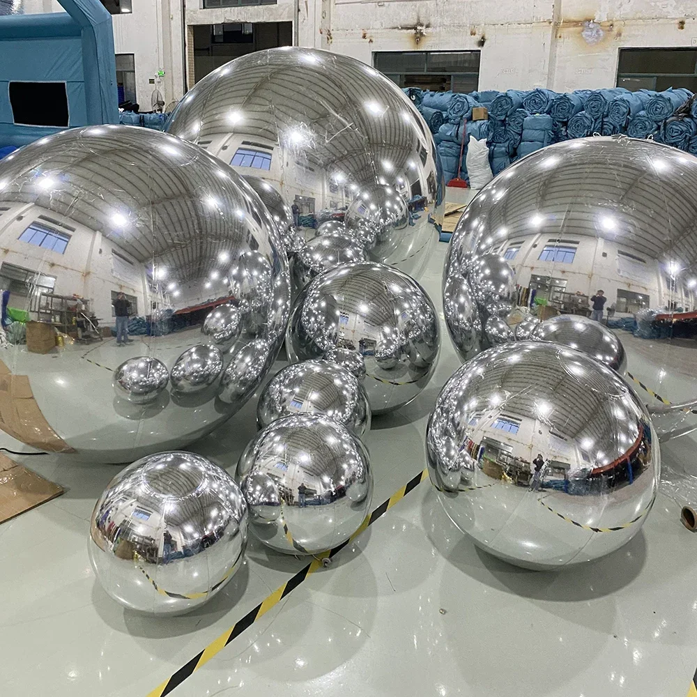 

Large Sealed Colorful Sphere Inflatable Mirror Ball Silver Hanging inflatable Reflective Mirror Balloon For Wedding Event Decor